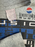 Vintage Screen Stars Shirt 90s Pepsi "Music" Werbung Single Stitch Made In USA Grau M-L