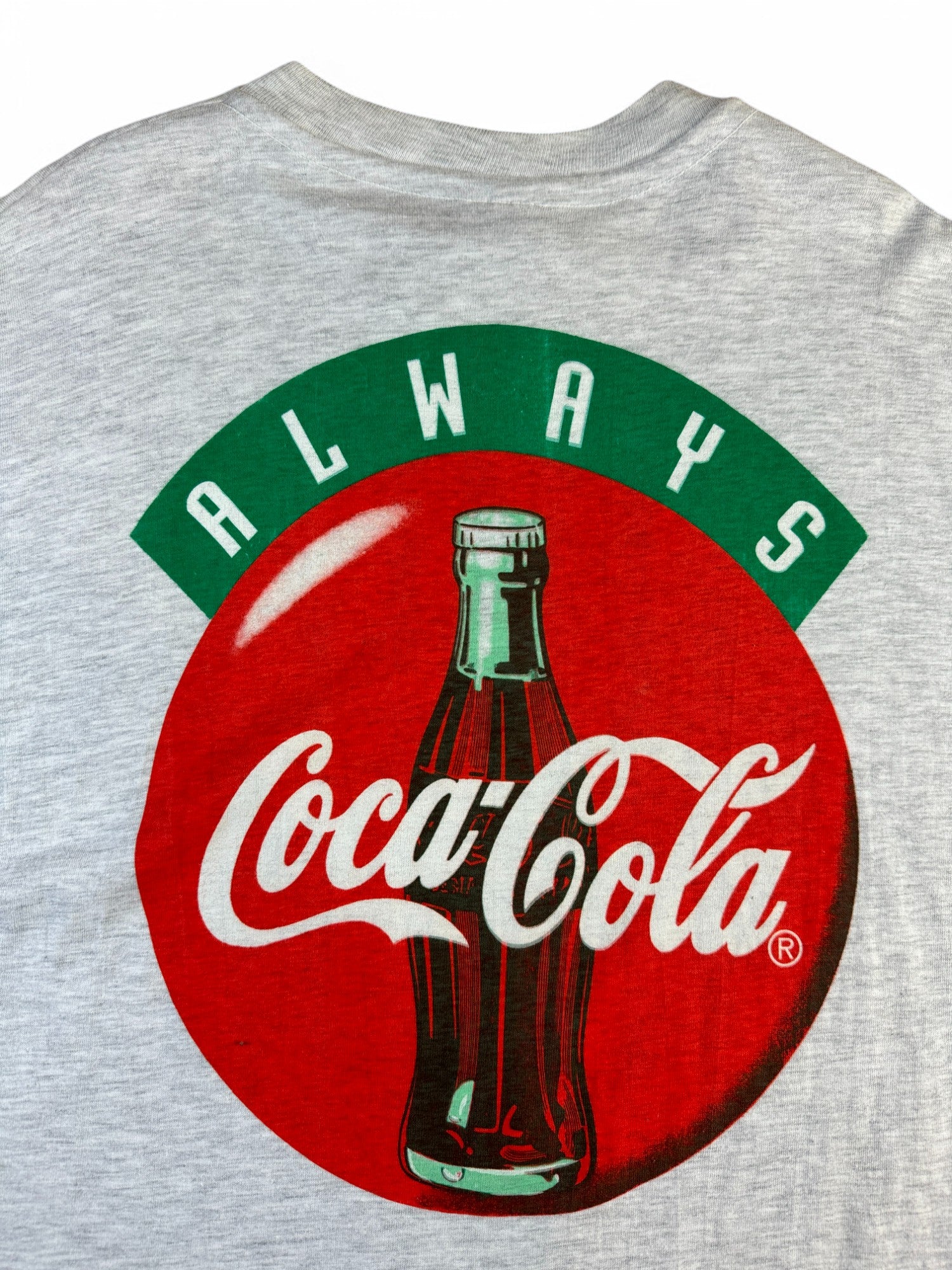 Vintage Hanes Shirt 90s Coca Cola Werbung Made In USA Single Stitch Grau L - RareRags