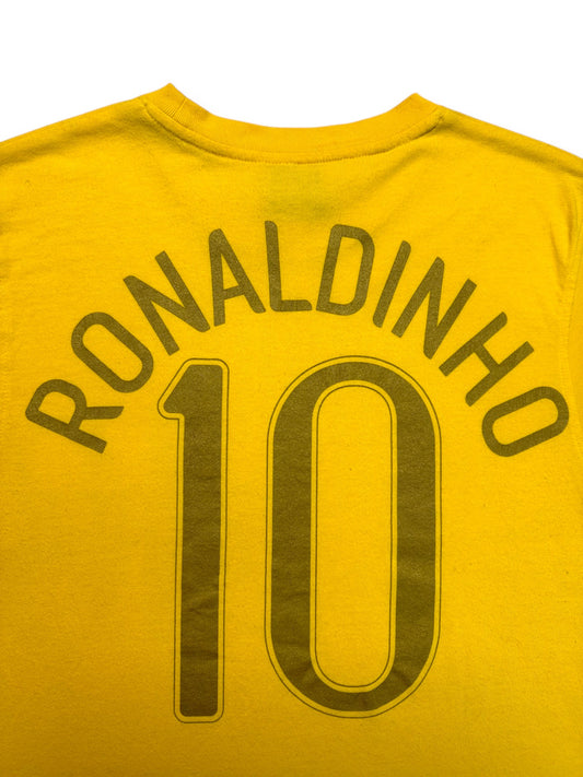00s Nike Shirt Brasil #10 Ronaldinho Gelb M - RareRags