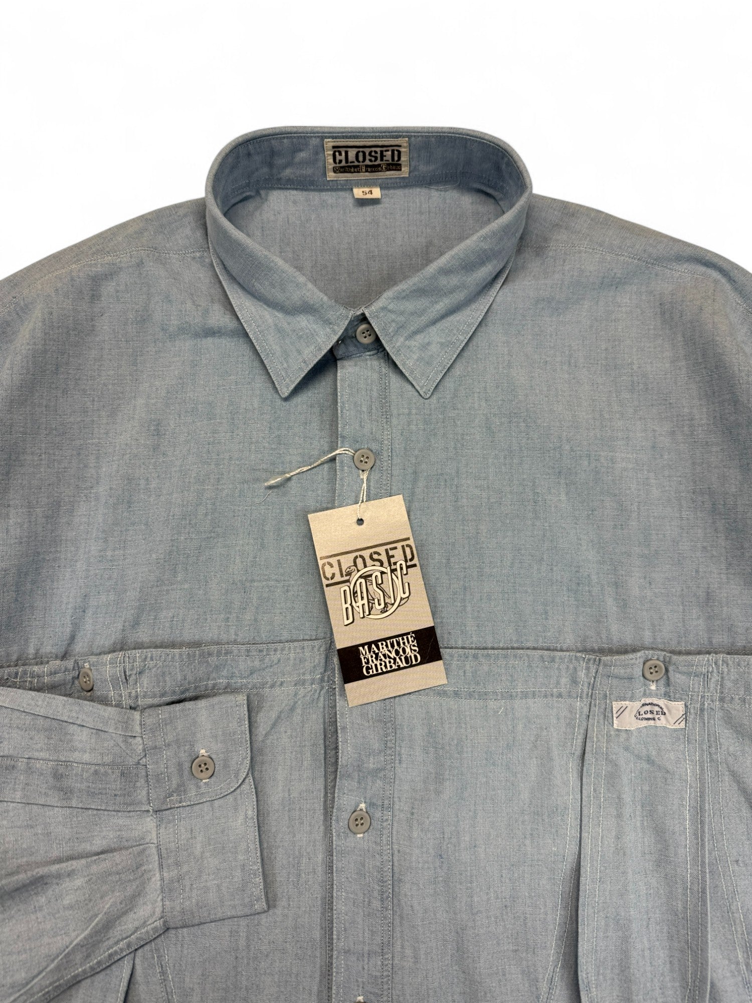 Rare! Vintage Marithé François Girbaud x Closed Workwear HemdBasic Line Deadstock Made In Hong Kong Blau Gr. 54
