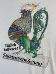 Vintage Süddeutsche Zeitung Shirt 90s "Täglich hellwach" Illustration Artwork Weiß L