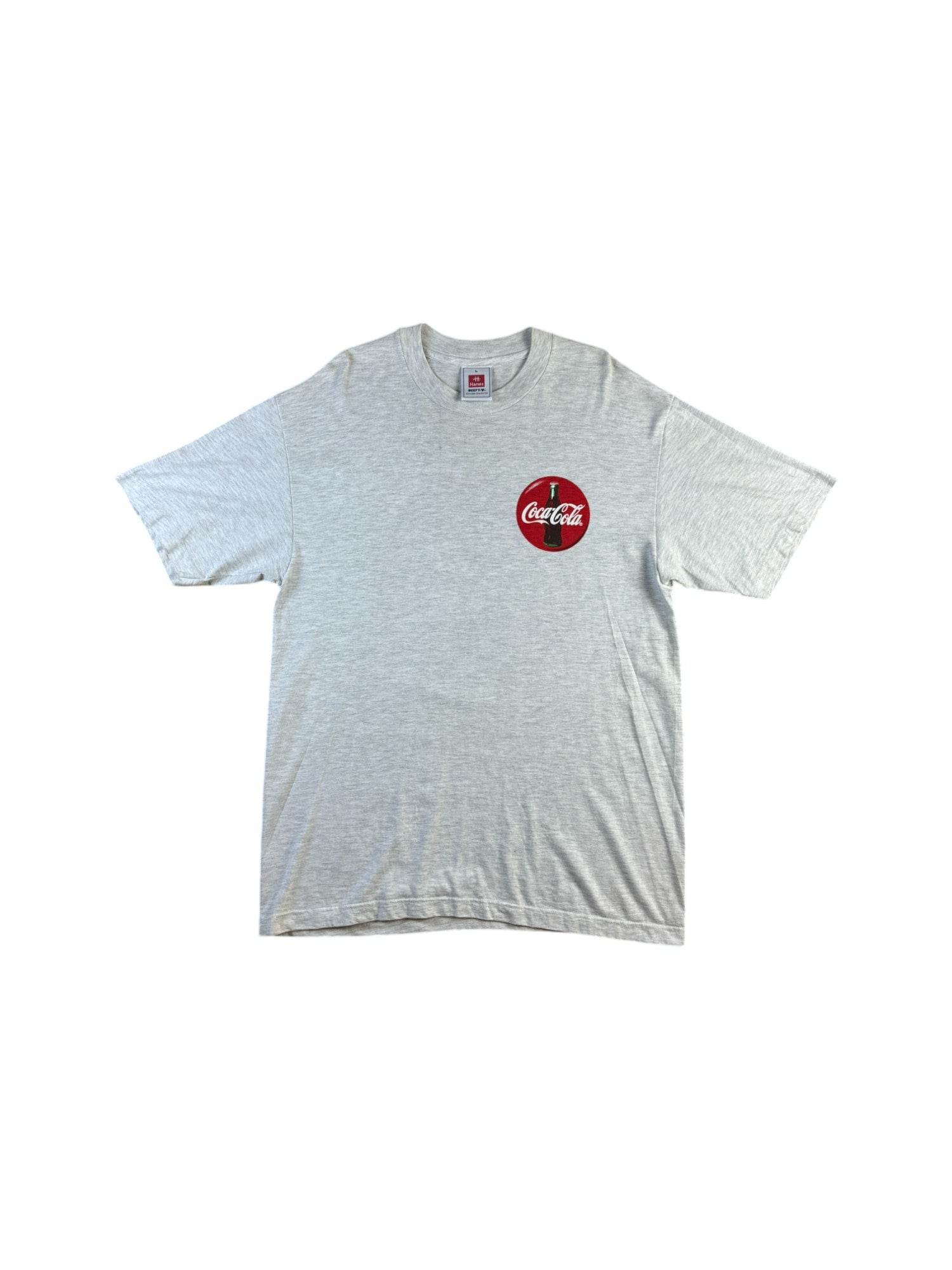 Hanes Shirt 00s Coca Cola Werbung "*Koffeinhaltig" Grau L - RareRags