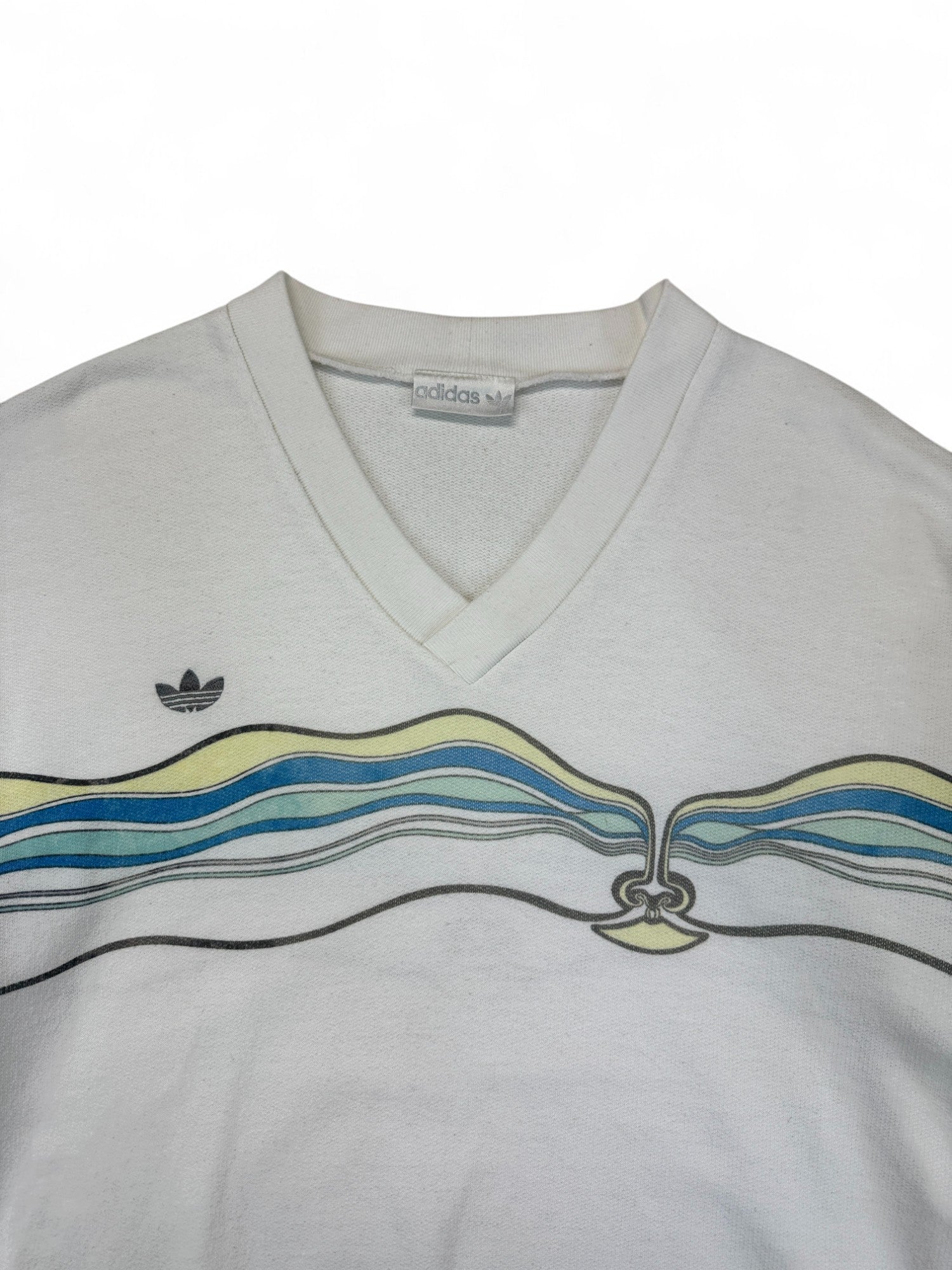 Vintage Adidas Sweater 80s Ivan Lendl "The Face" Made In West Germany Weiß D54 XL-XXL