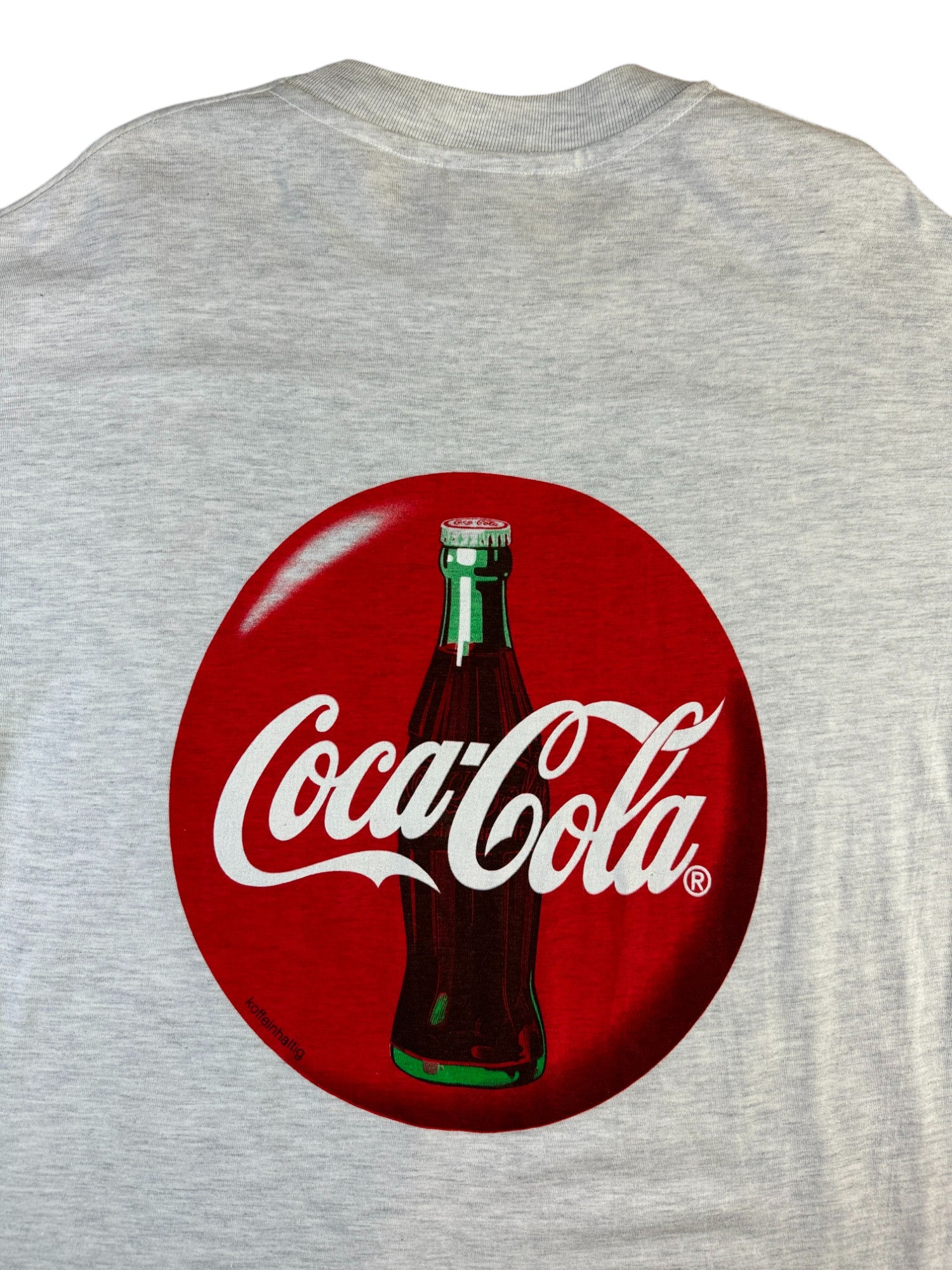 Hanes Shirt 00s Coca Cola Werbung "*Koffeinhaltig" Grau L - RareRags