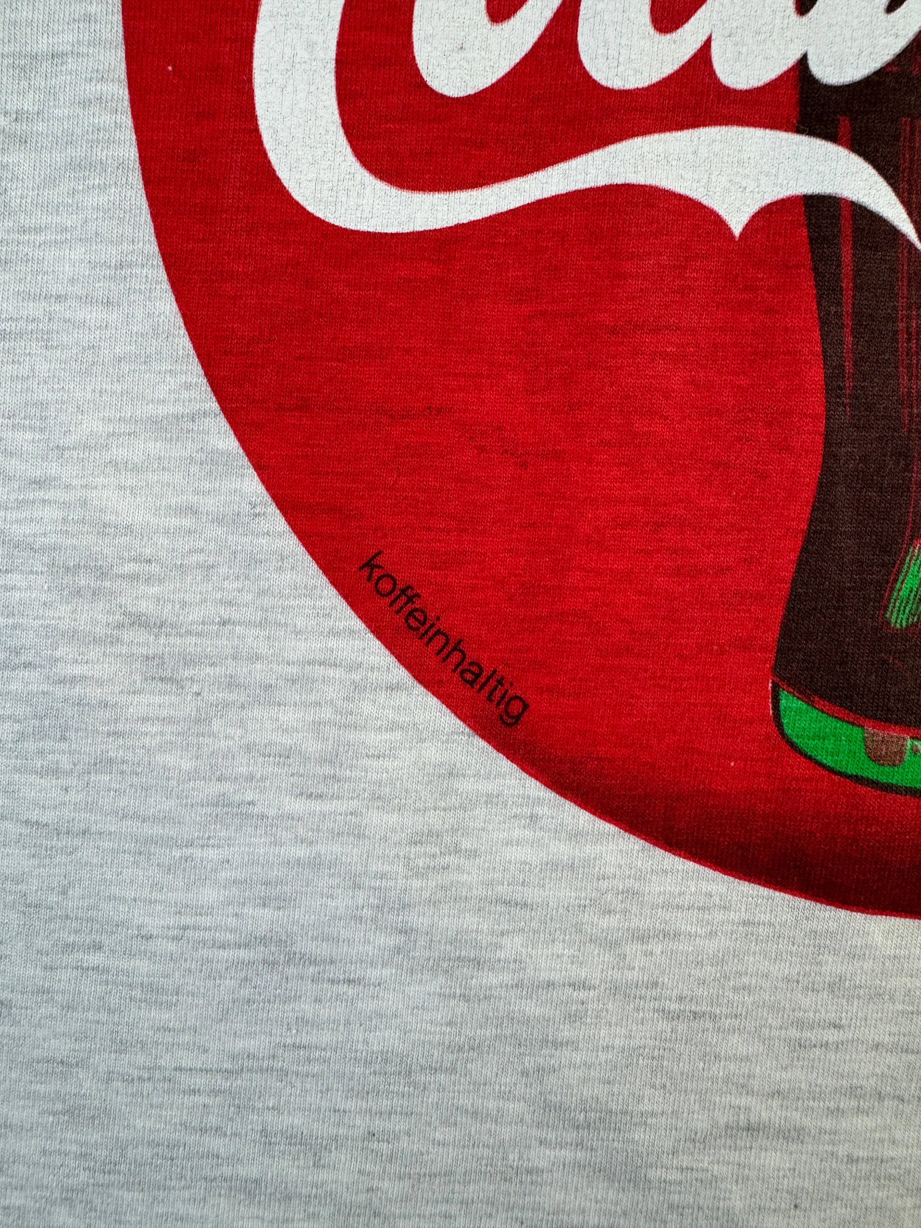 Hanes Shirt 00s Coca Cola Werbung "*Koffeinhaltig" Grau L - RareRags