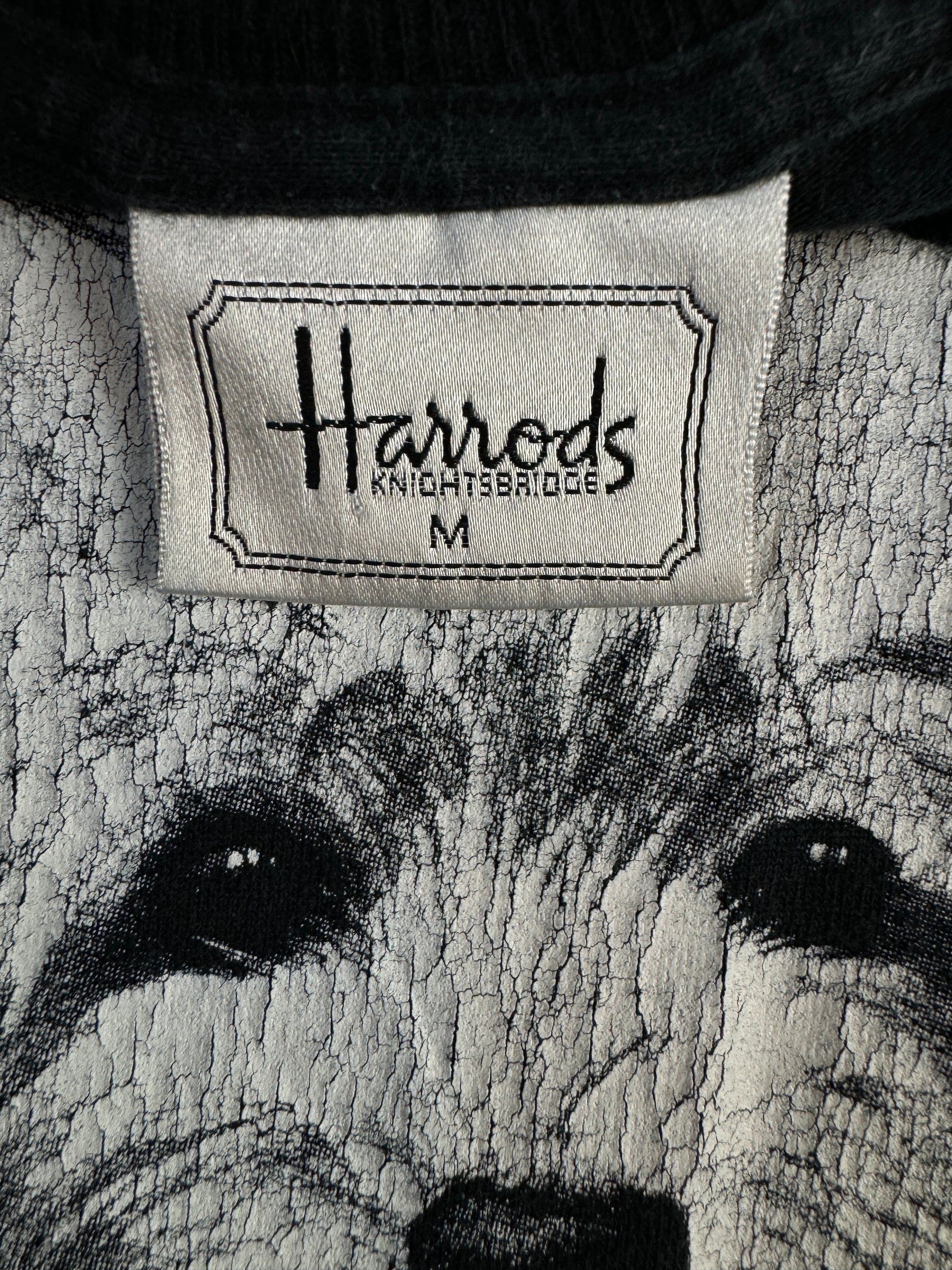 Vintage Harrods Shirt 90s Logo Print Schwarz M - RareRags