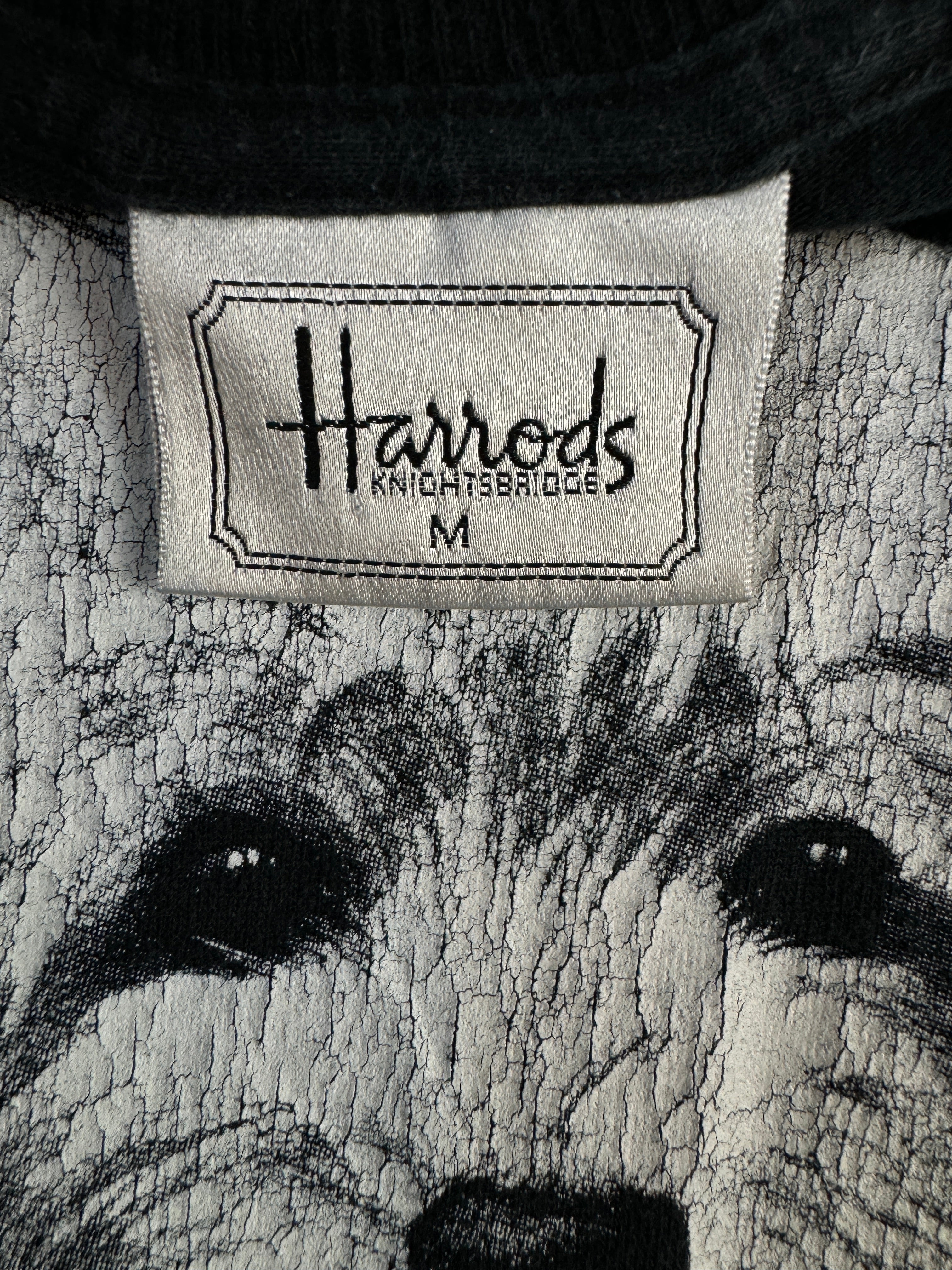 Vintage Harrods Shirt 90s Logo Print Schwarz M - RareRags