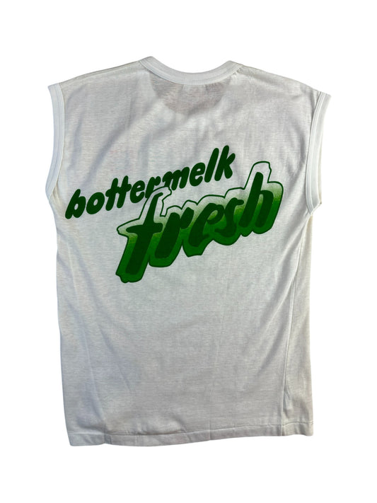 Vintage Langnese Tanktop 1988 Bottermelk Fresh Eis Single Stitch Weiß L