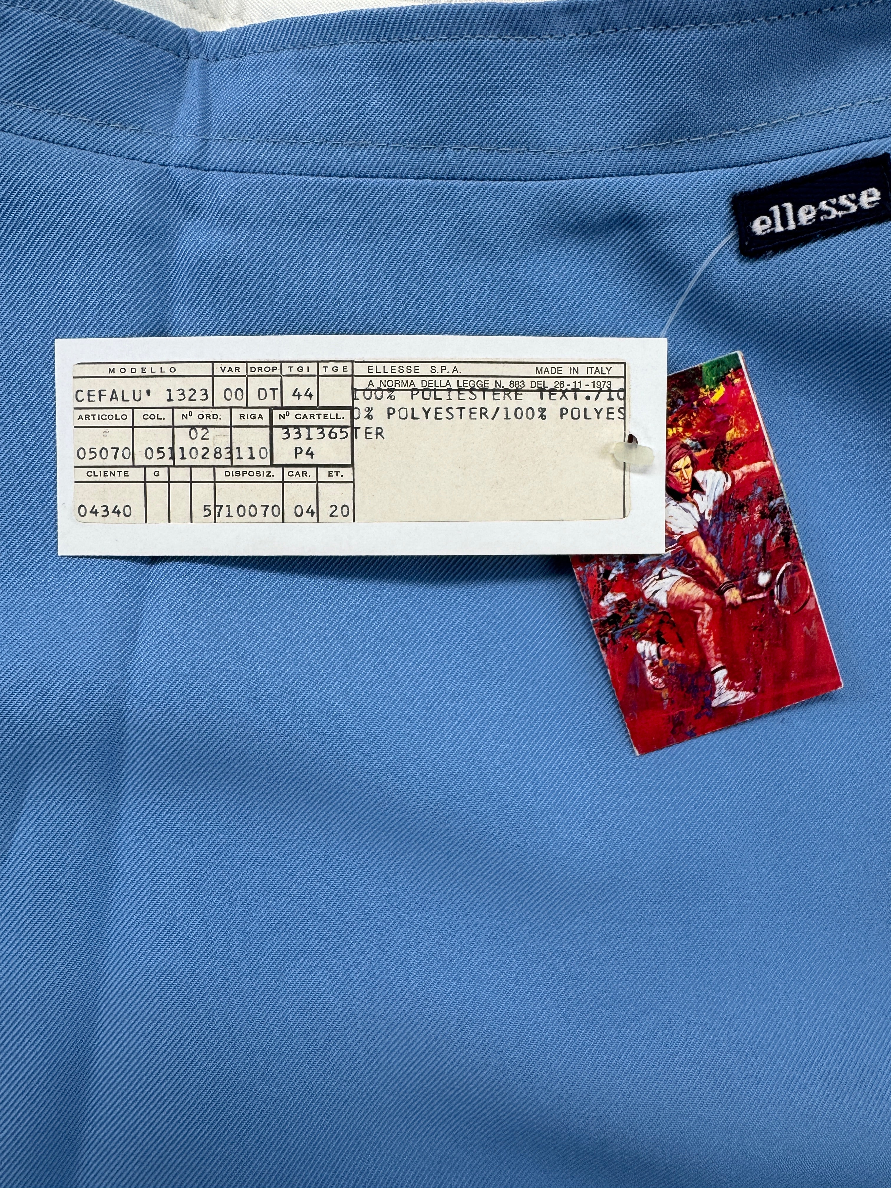 Vintage Ellesse Tennisrock 80s „Cefalù“ Deadstock Reversible Made In Italy Weiß Blau XS-S