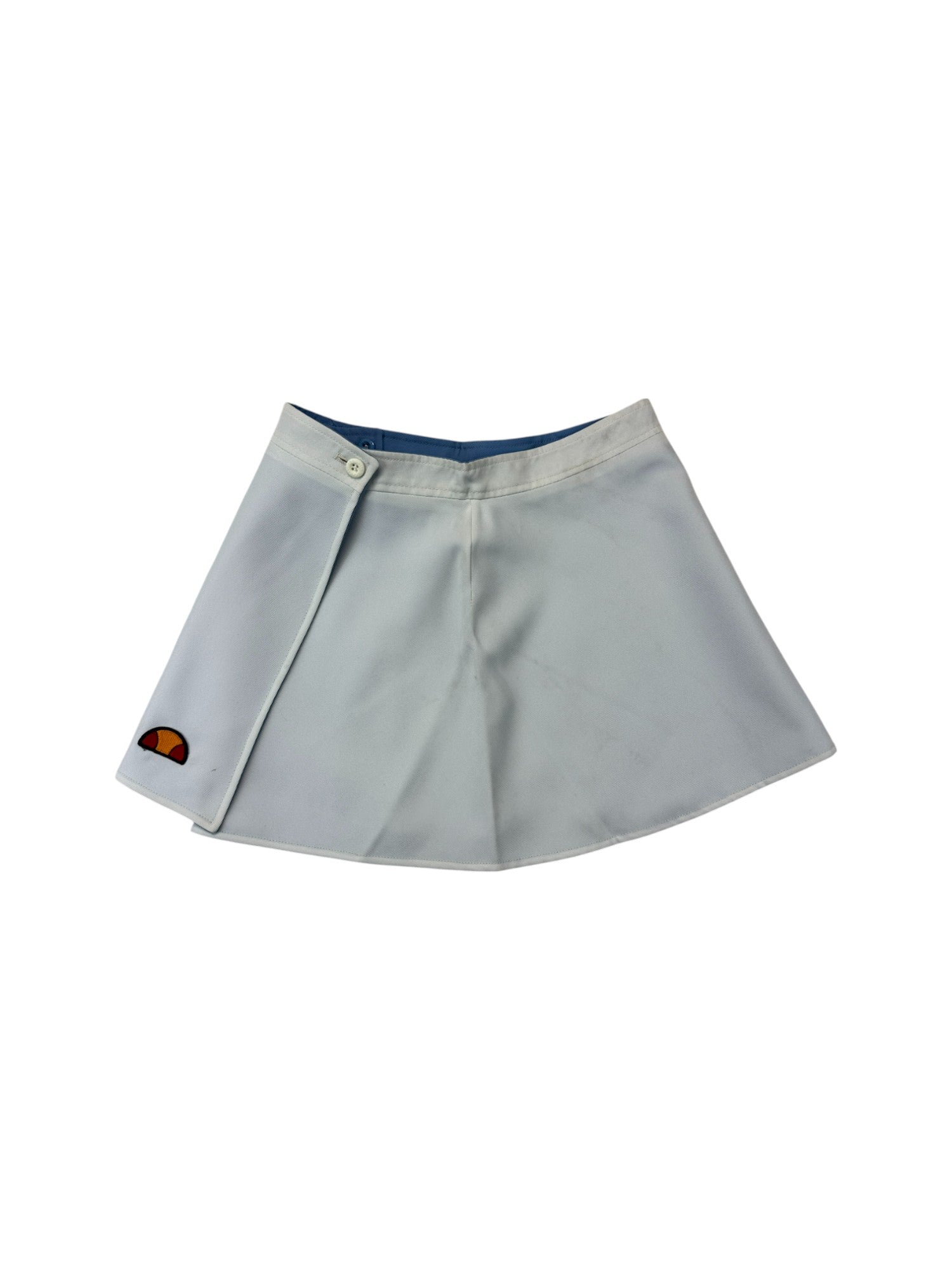 Vintage Ellesse Tennisrock 80s „Cefalù“ Deadstock Reversible Made In Italy Weiß Blau XS-S