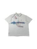Vintage Australian L'Alpina Polo Shirt 90s Abstract Pattern Made In Italy Weiß 56 XL-XXL