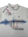 Vintage Australian L'Alpina Polo Shirt 90s Abstract Pattern Made In Italy Weiß 56 XL-XXL