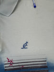 Vintage Australian L'Alpina Polo Shirt 90s Abstract Pattern Made In Italy Weiß 56 XL-XXL