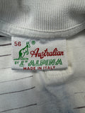 Vintage Australian L'Alpina Polo Shirt 90s Abstract Pattern Made In Italy Weiß 56 XL-XXL