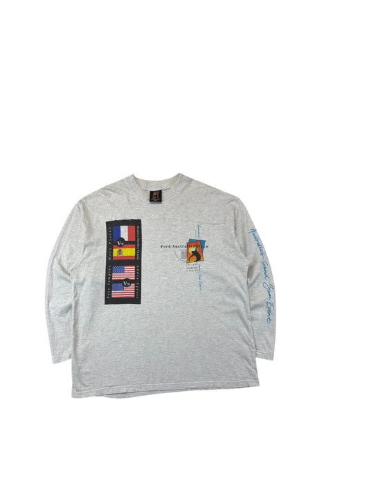 Vintage Australian Open Longsleeve 1995 Repaired Made In Australia Single Stitch Heather Grau L