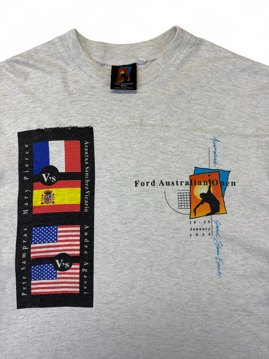 Vintage Australian Open Longsleeve 1995 Repaired Made In Australia Single Stitch Heather Grau L