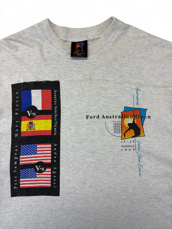 Vintage Australian Open Longsleeve 1995 Repaired Made In Australia Single Stitch Heather Grau L
