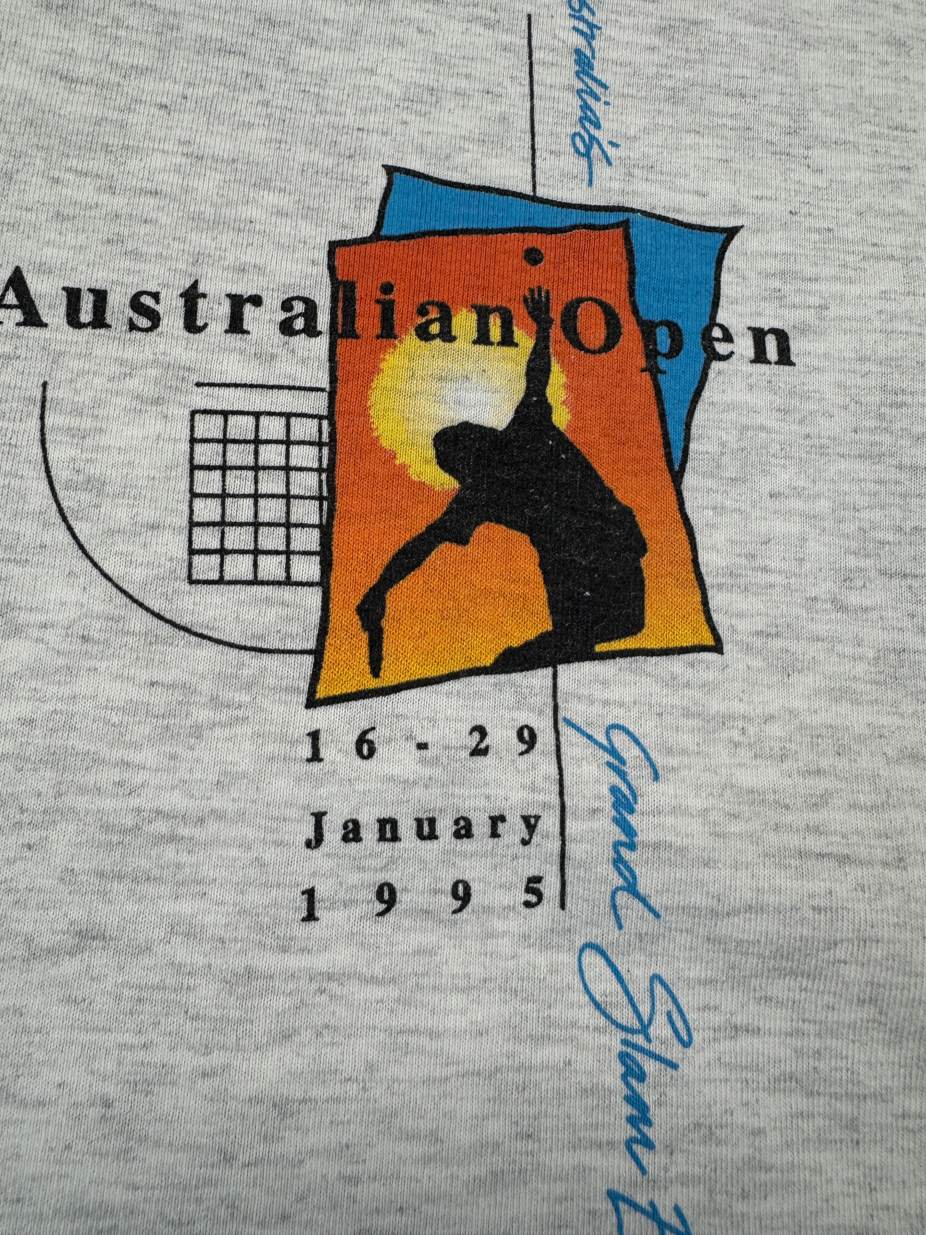 Vintage Australian Open Longsleeve 1995 Repaired Made In Australia Single Stitch Heather Grau L