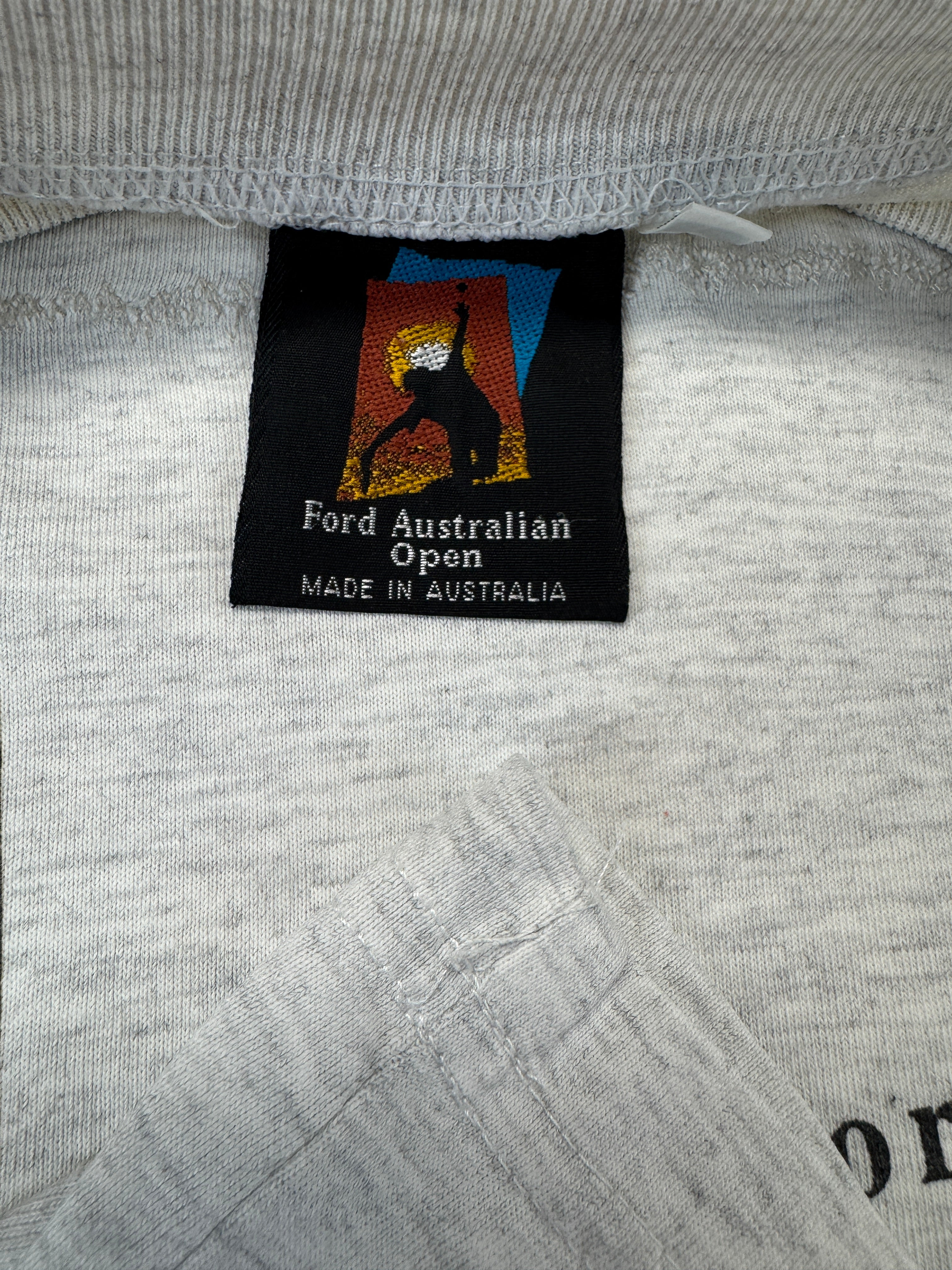 Vintage Australian Open Longsleeve 1995 Repaired Made In Australia Single Stitch Heather Grau L