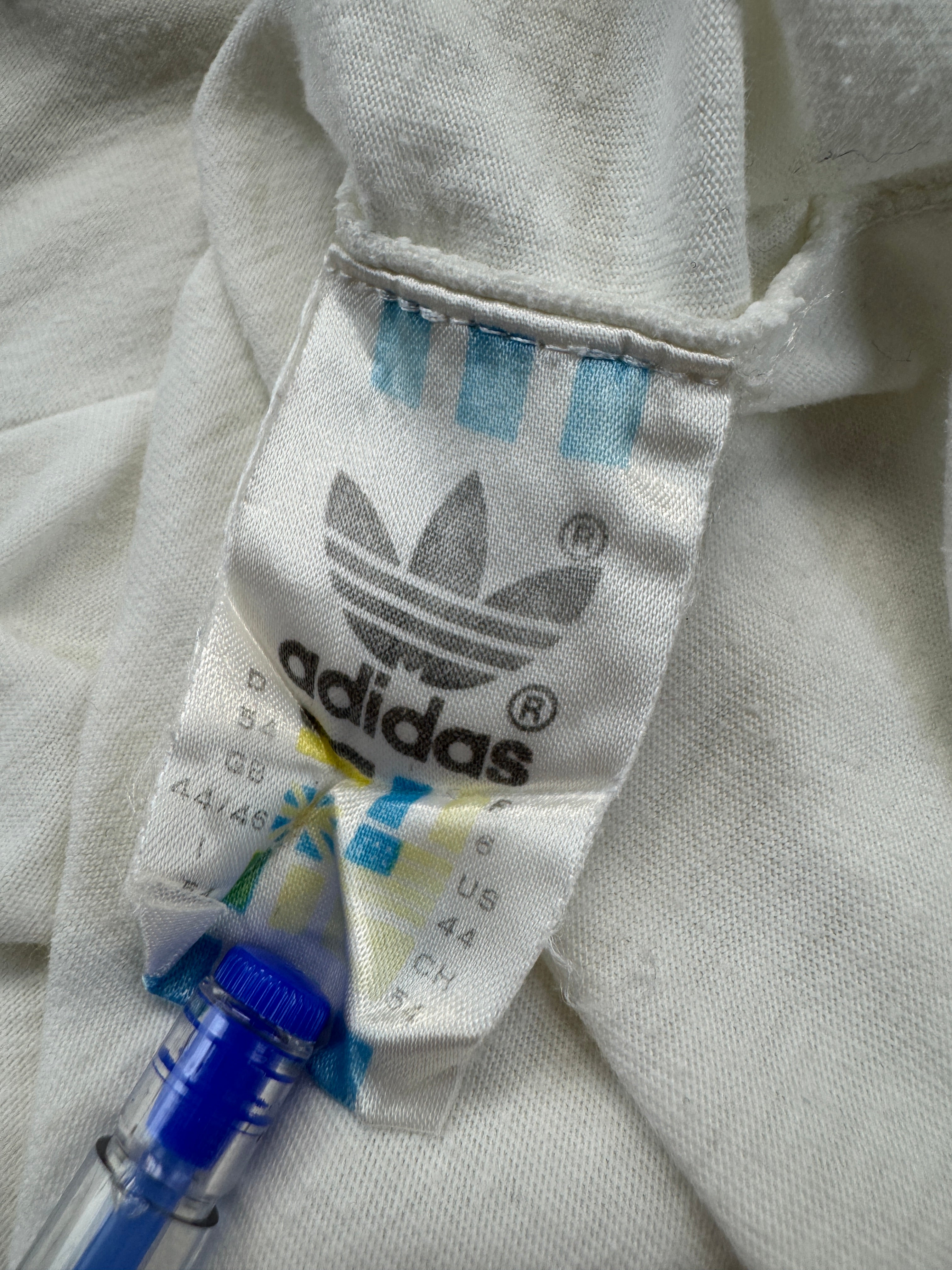 Vintage Adidas Polo-Shirt 90s Tennis Print Weiß D54 L-XL