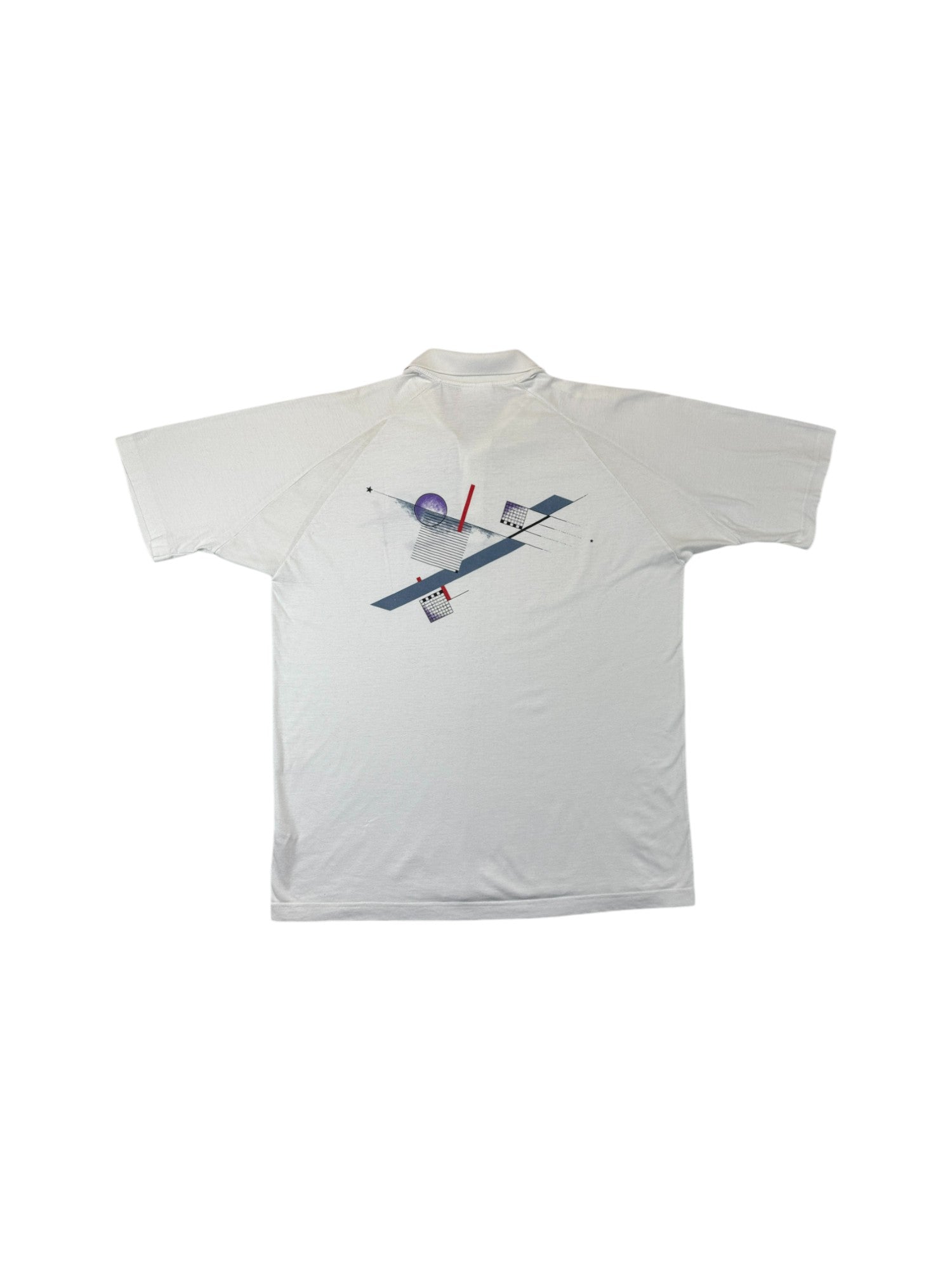 Vintage Adidas Polo-Shirt 90s Tennis Print Weiß D54 L-XL