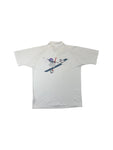 Vintage Adidas Polo-Shirt 90s Tennis Print Weiß D54 L-XL