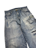 00s G-Unit Baggy Jeans Repaired Made In Hong Kong Blau 36-34