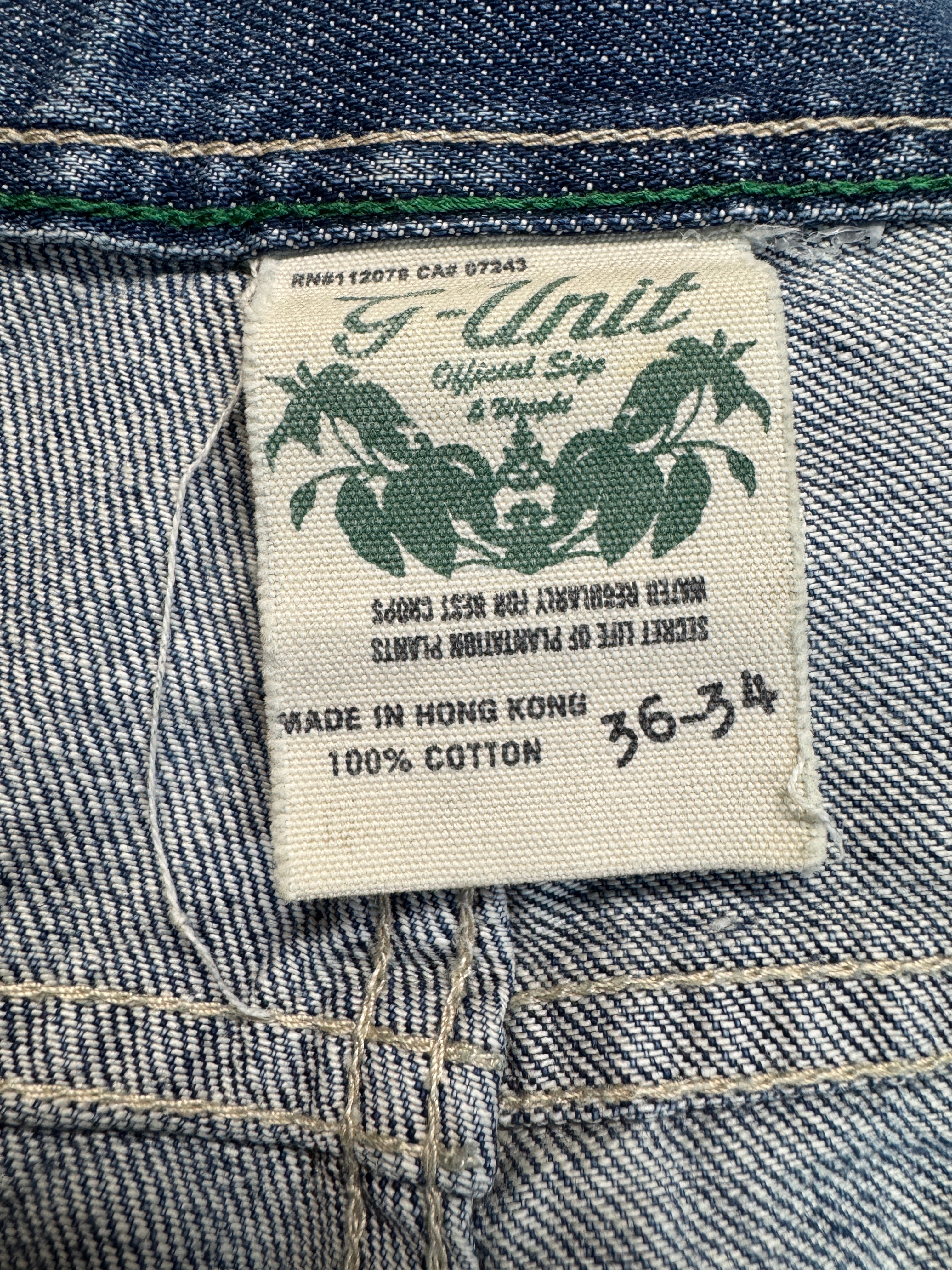 00s G-Unit Baggy Jeans Repaired Made In Hong Kong Blau 36-34 - RareRags