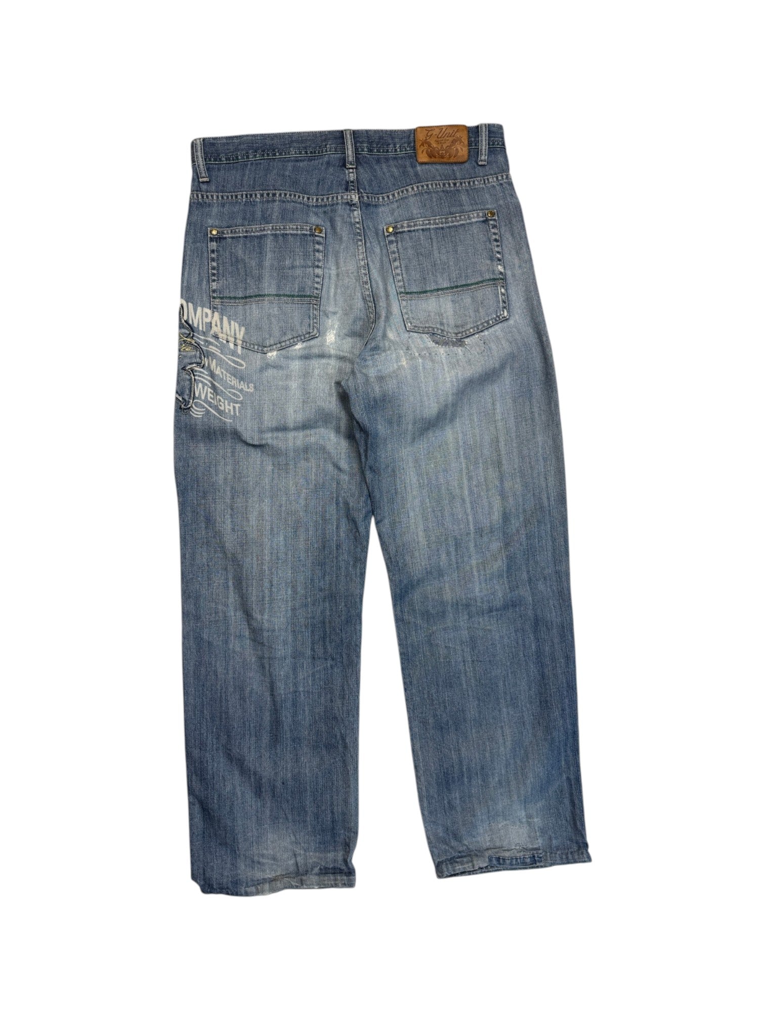 00s G-Unit Baggy Jeans Repaired Made In Hong Kong Blau 36-34 - RareRags