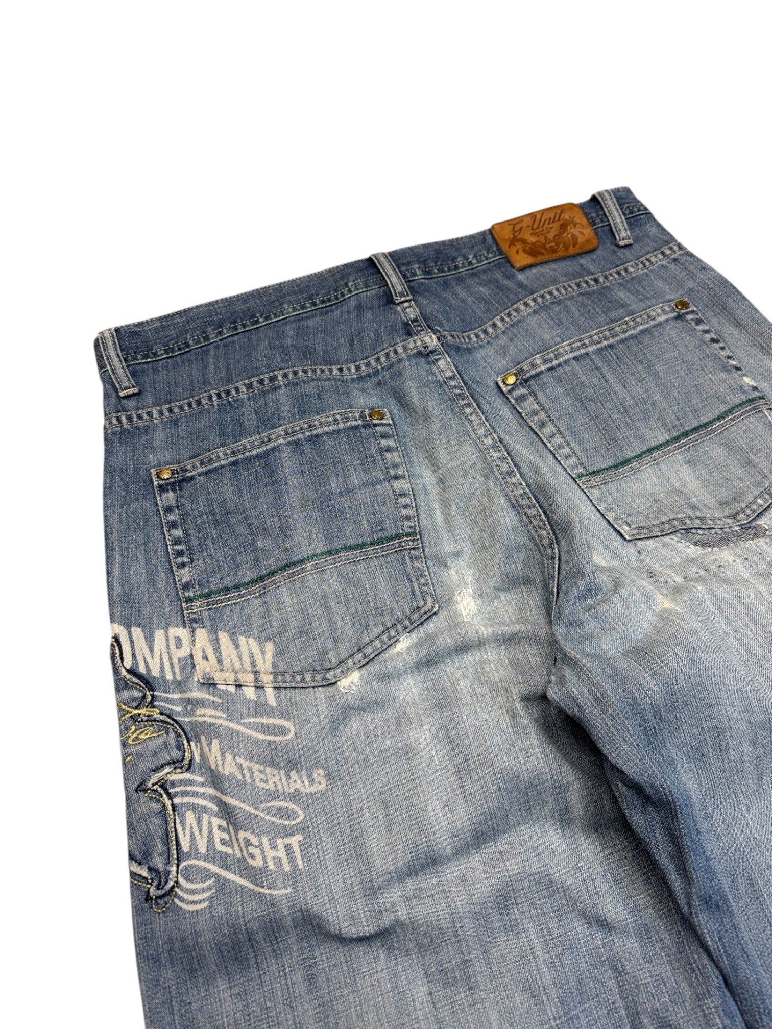 00s G-Unit Baggy Jeans Repaired Made In Hong Kong Blau 36-34 - RareRags