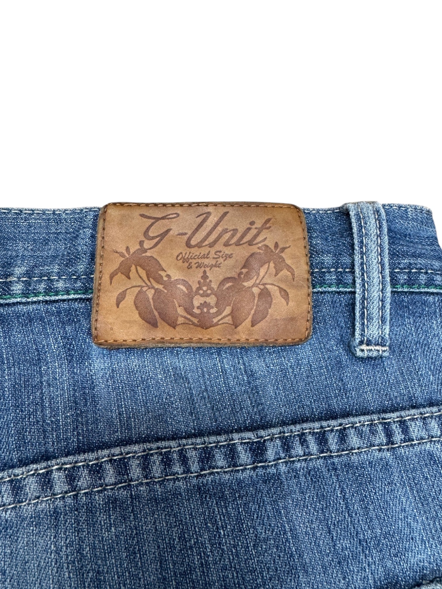 00s G-Unit Baggy Jeans Repaired Made In Hong Kong Blau 36-34 - RareRags