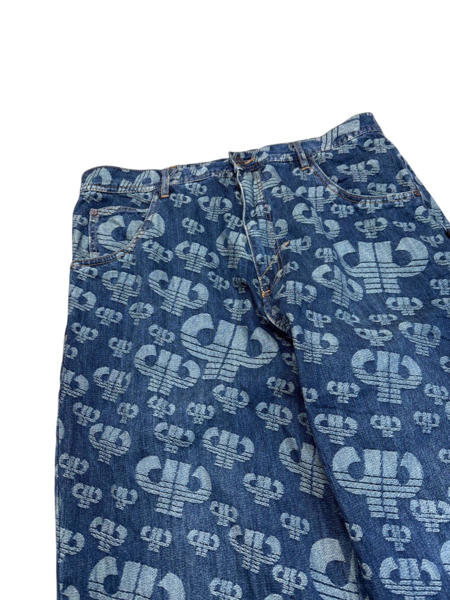 90s Pelle Pelle Baggy Jeans Monogramm Made In Hong Kong Dunkelblau W38 L34 - RareRags