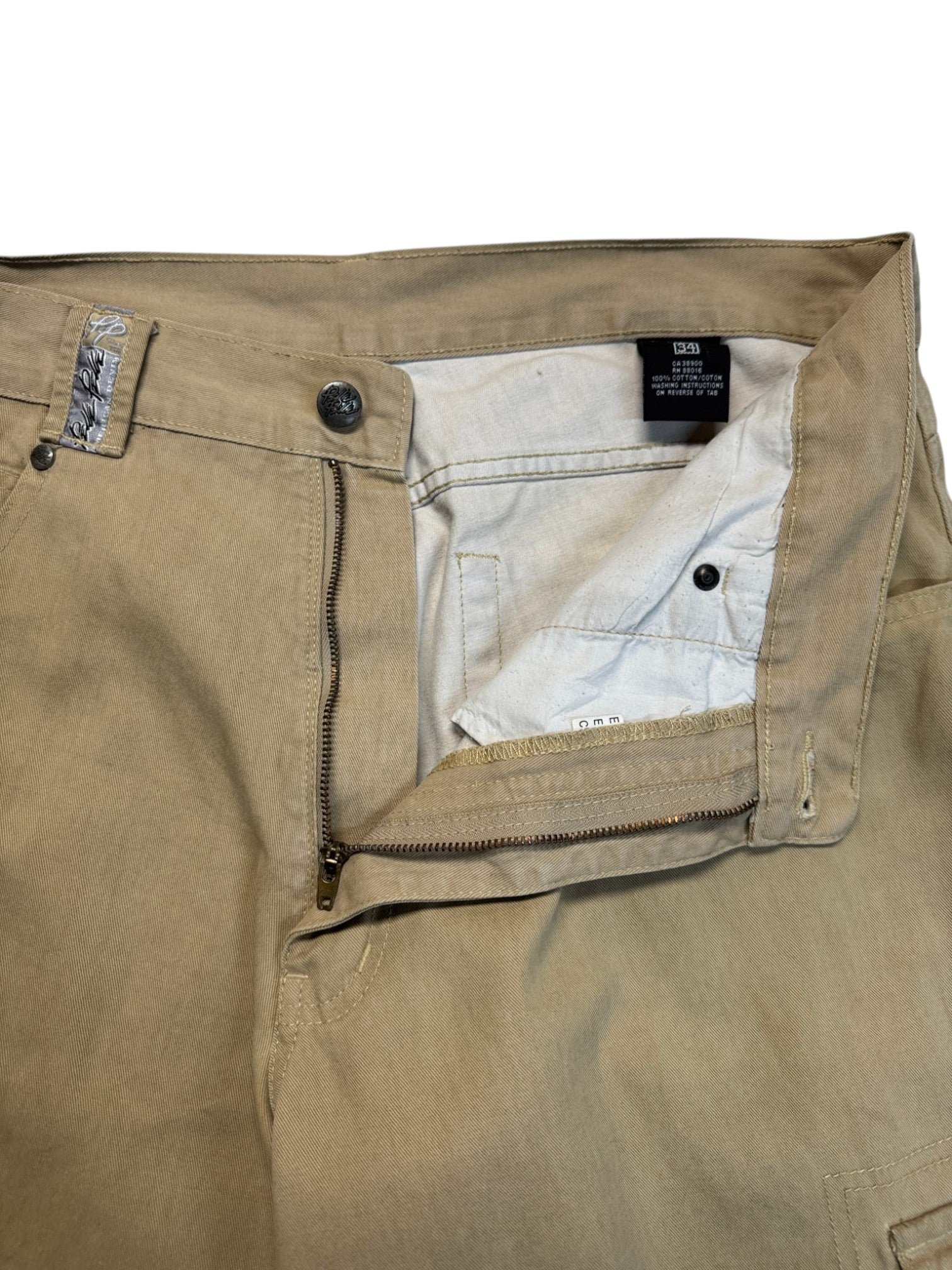 90s Pelle Pelle Cargo Jorts Made In Hong Kong Hellbraun 34 - RareRags