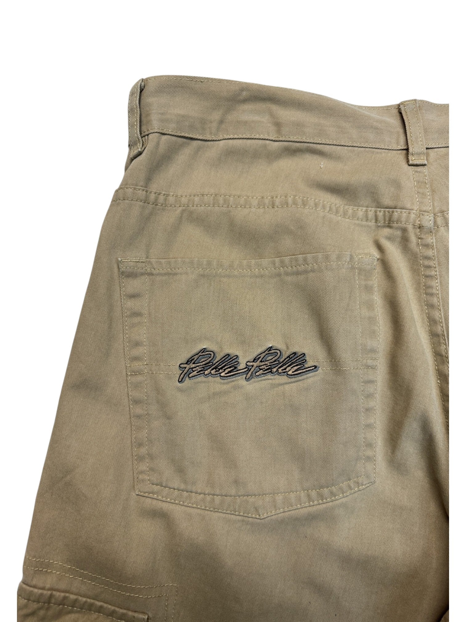 90s Pelle Pelle Cargo Jorts Made In Hong Kong Hellbraun 34 - RareRags
