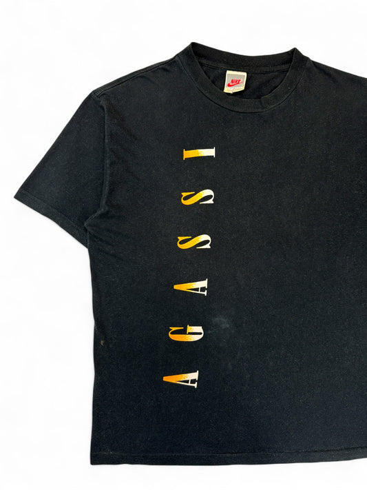 Rare! Vintage Nike Shirt 90s Andre Agassi Made In Portugal Schwarz M