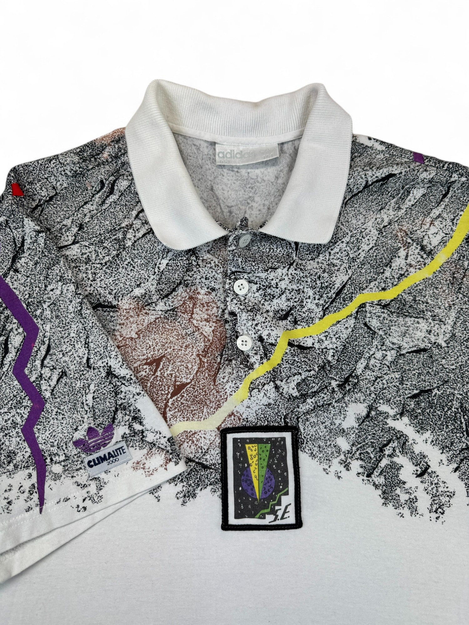 Vintage Adidas Polo-Shirt 90s Stefan Edberg Made In Yugoslavia Weiß Bunt D52 L