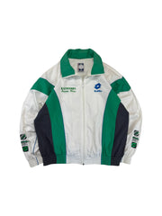 Vintage Lotto Sportjacke 90s Tennis Stick & Ratsherrn Flock Weiß Grün XL-XXL