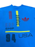 90s Adidas Shirt World Cup Made In USA Single Stitch Blau L - RareRags