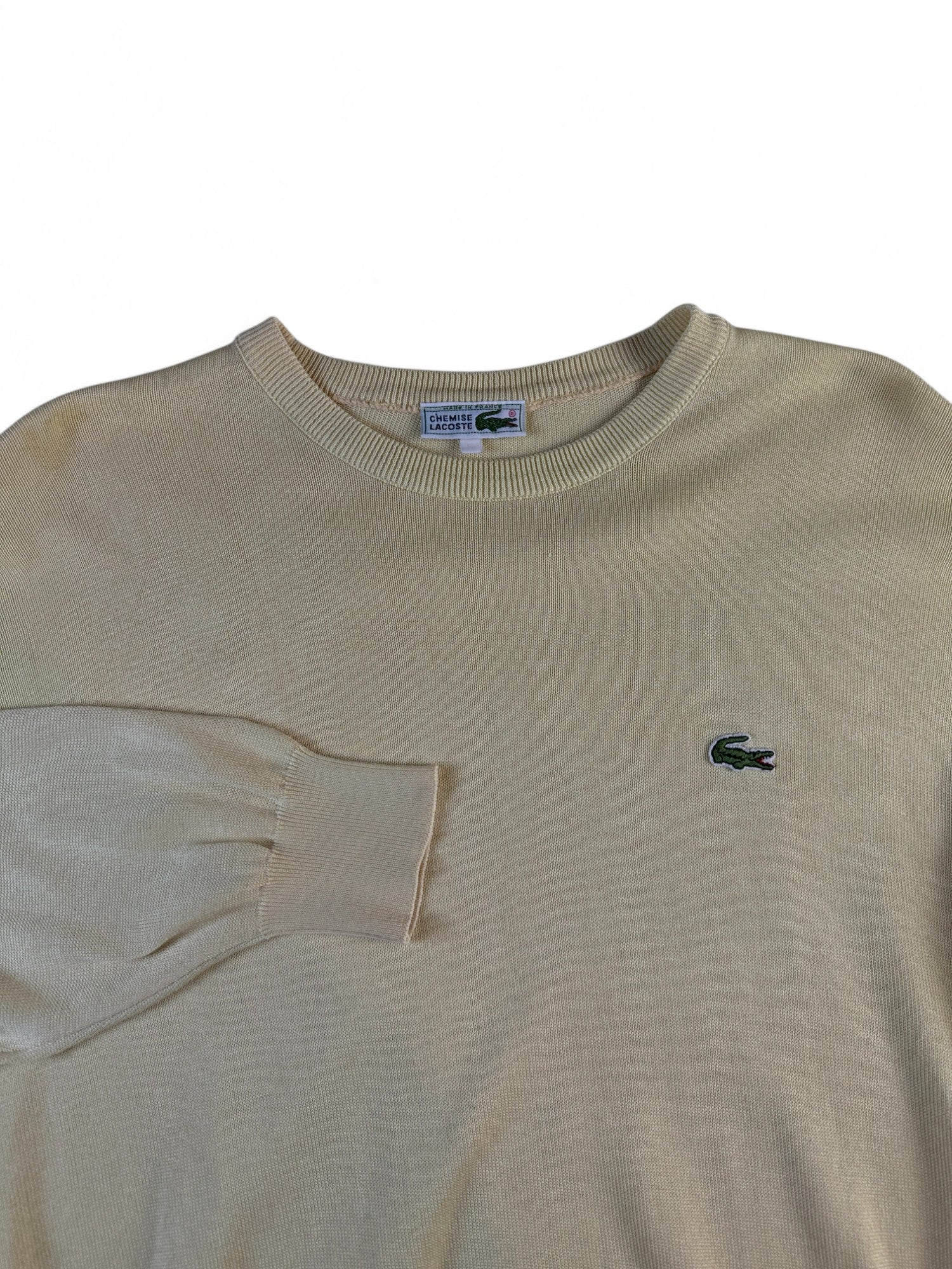 Vintage Lacoste Pullover 80s Made In France Gelb (5) M-L