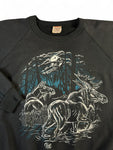 Vintage Daquin Sweater 80s/90s Print Mit Elchen Made In Canada Schwarz L
