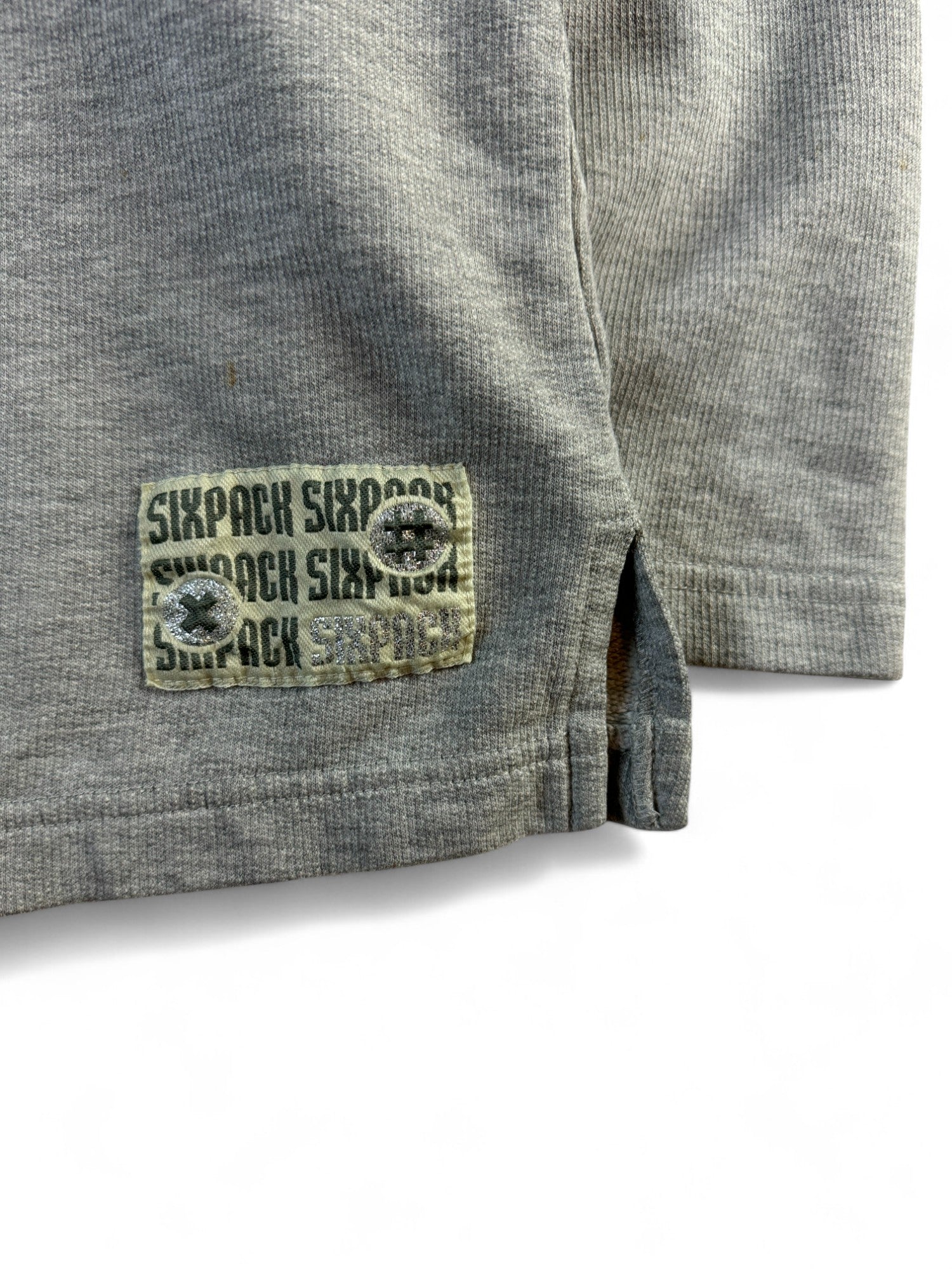 Vintage Sixpack Sweater 90s "Be Careful - Flammable" Grau M