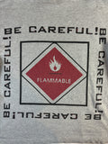 Vintage Sixpack Sweater 90s "Be Careful - Flammable" Grau M