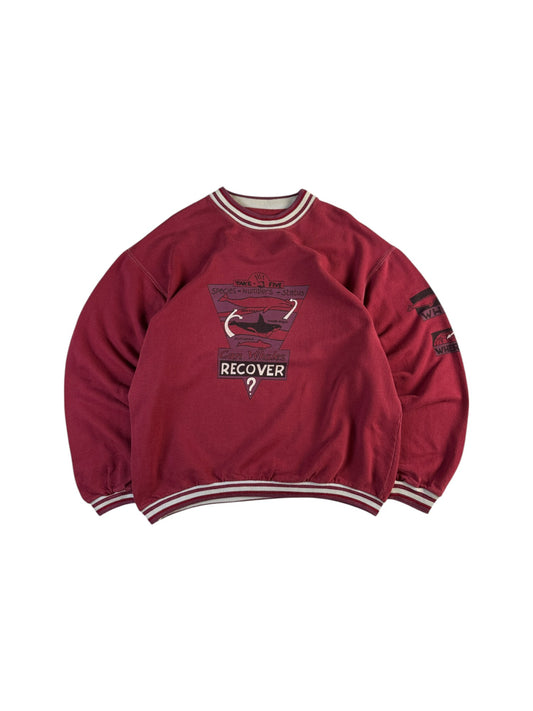 Vintage Take Five Sweater 90s "Can Whales Recover?" Rot XL