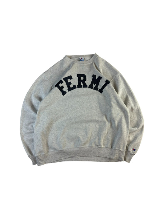 Vintage Champion Sweater 90s "Fermi" Made In USA Grau XXL