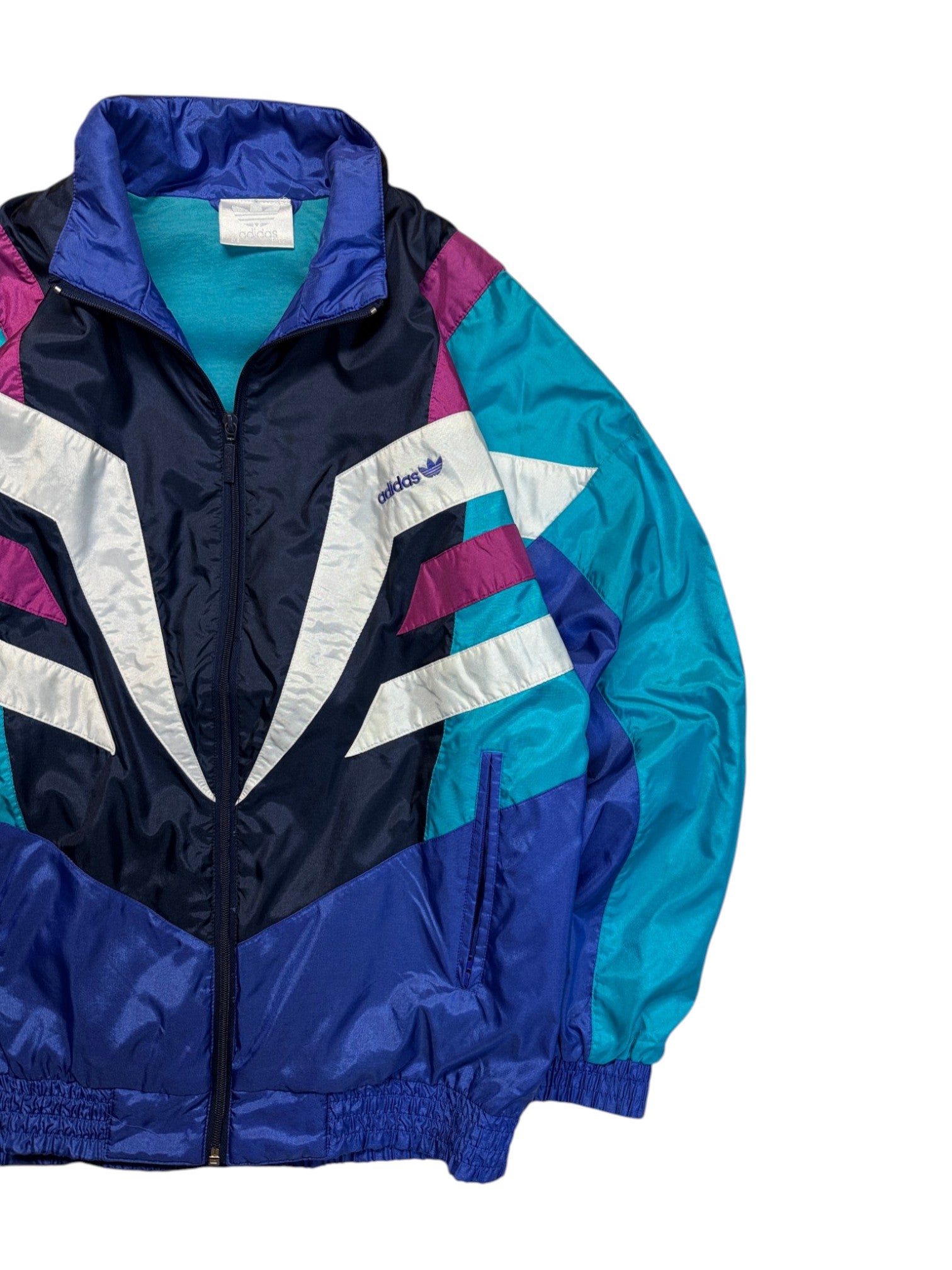 90s Adidas Sportanzug Colorblocked Blau Grün D3 XS-S - RareRags