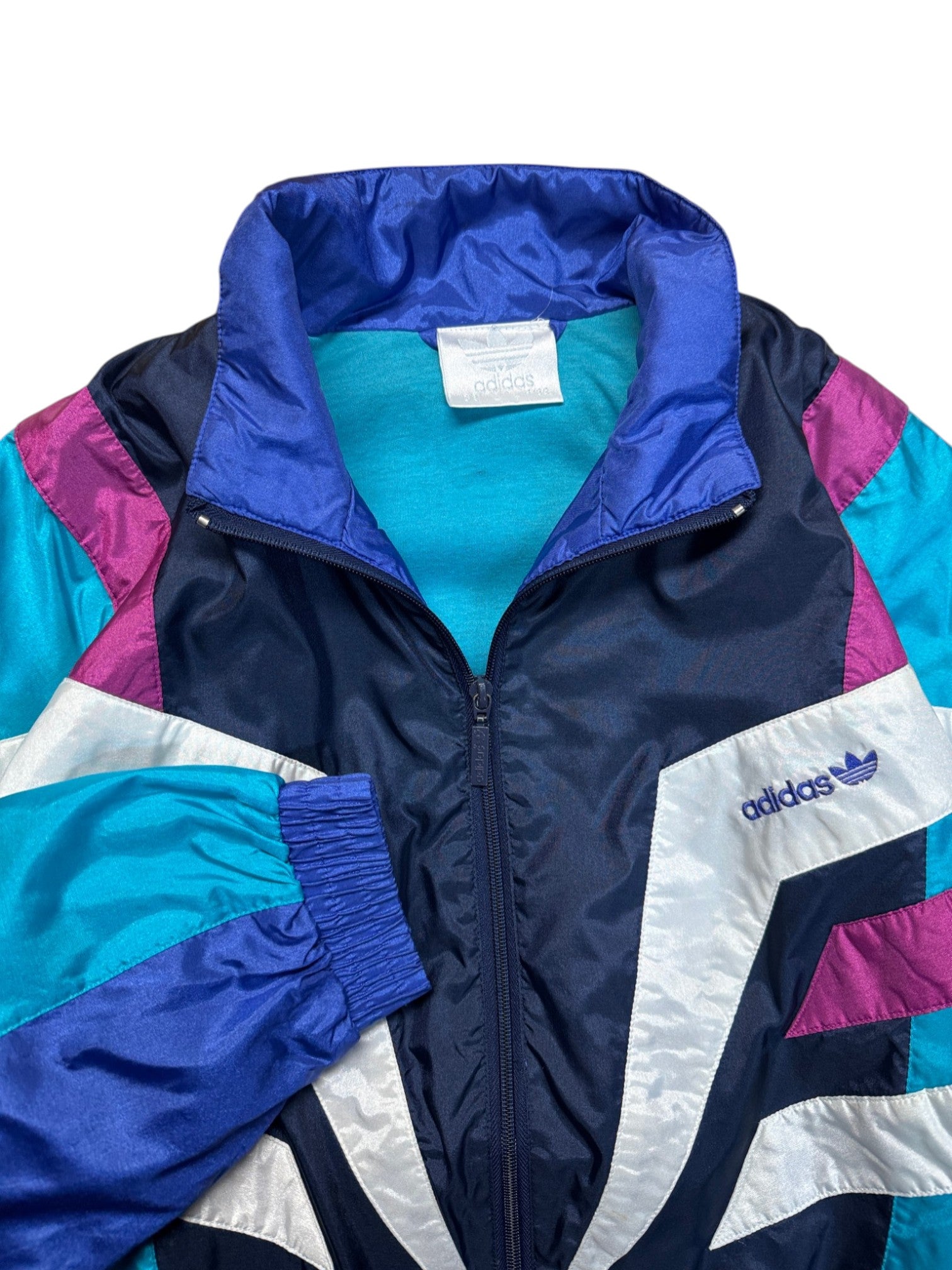 90s Adidas Sportanzug Colorblocked Blau Grün D3 XS-S - RareRags