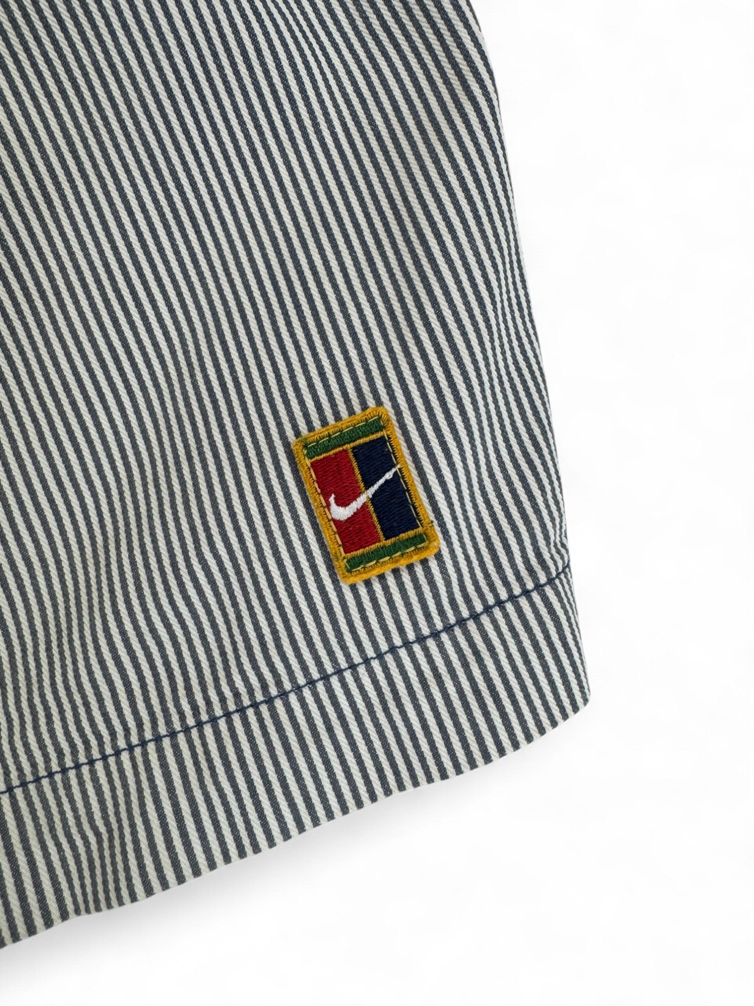 Vintage Nike Shorts 90s Challenge Court Gestreift Weiß Blau XXL