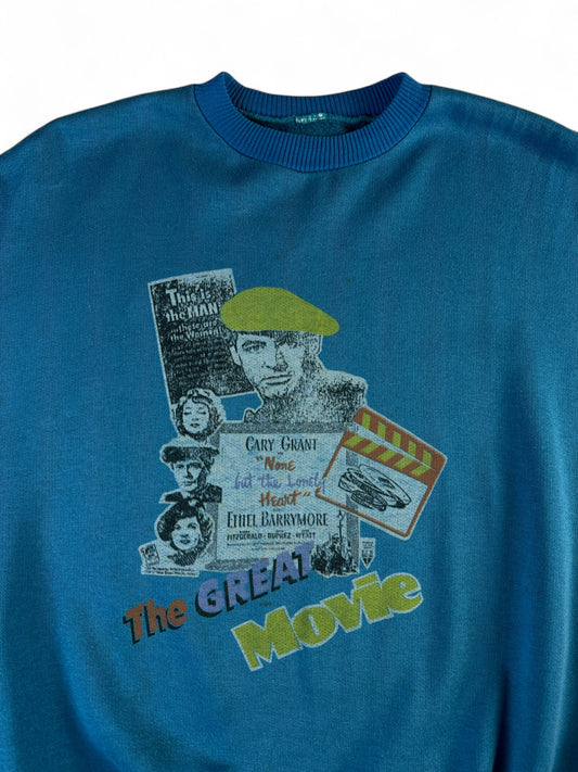 Vintage Sweater 80s "none but the lonely heart - 1944" Blau M-L