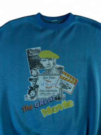 Vintage Sweater 80s "none but the lonely heart - 1944" Blau M-L