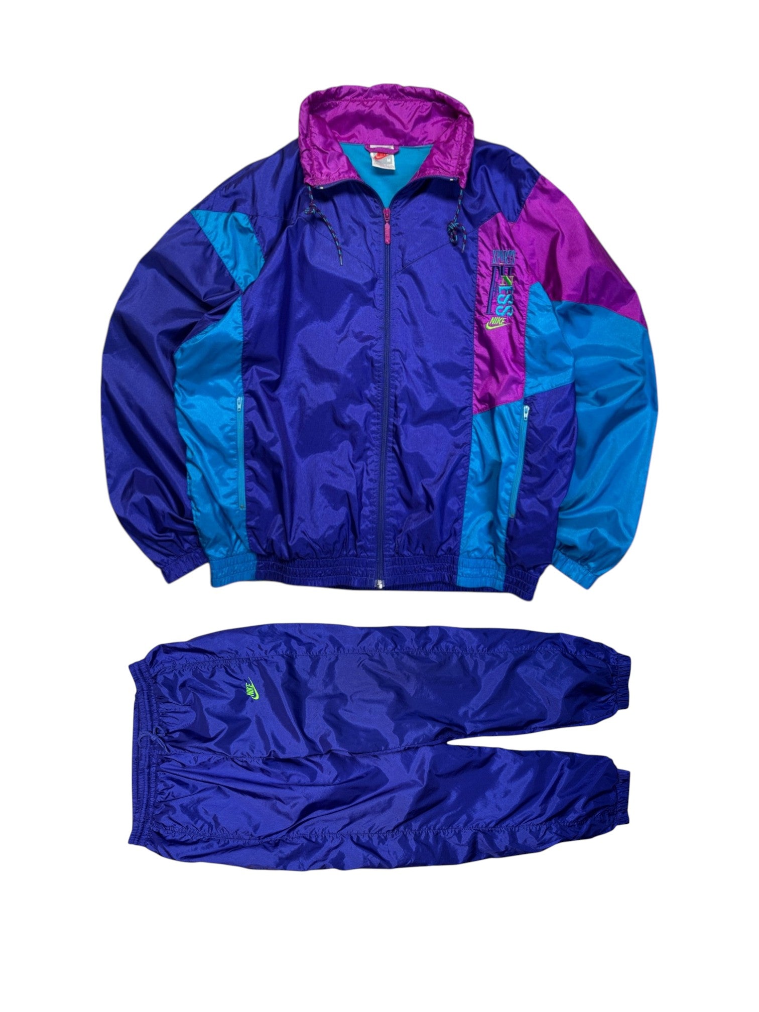 90s Nike Sportanzug "Sports Fitness" Dunkelblau Lila M - RareRags